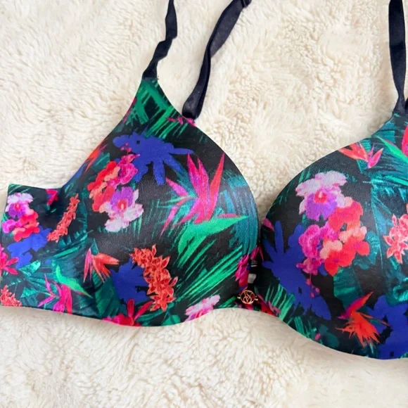 🌺 Victoria’s Secret Floral Push‑Up Bra – 34A | Barbiecore | Tropical Print l - Picture 6 of 11
